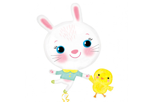 Woodland Animal Bunny and Chick Super Shape Mylar Balloon